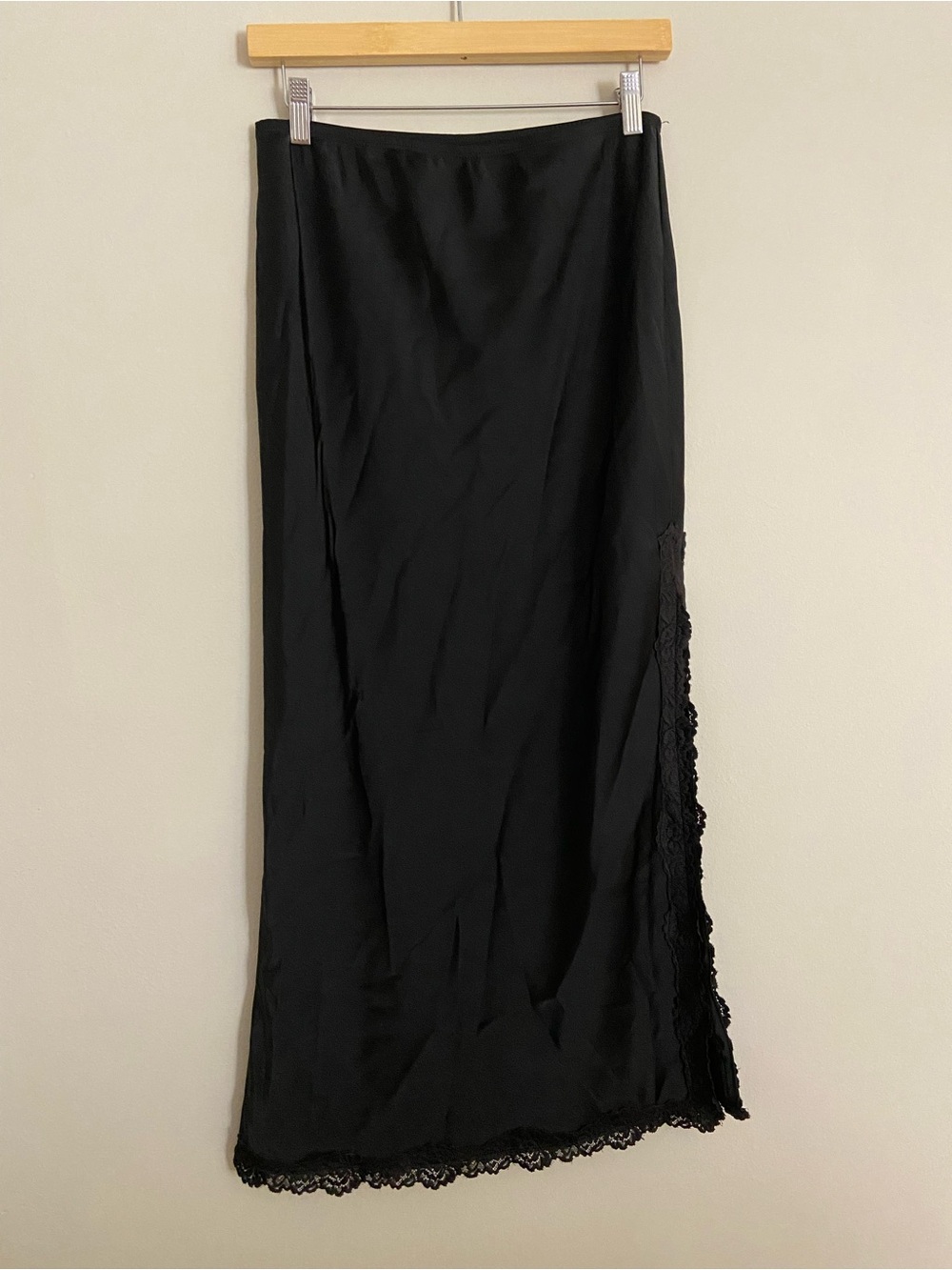 wild fable Black Maxi Skirt with Lace Trim